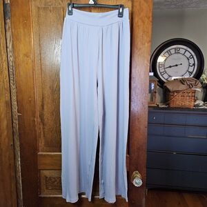 OQQ Women's Stretch Lilac Ribbed Wide Leg Pants Size XL Casual, Travel, Lounge